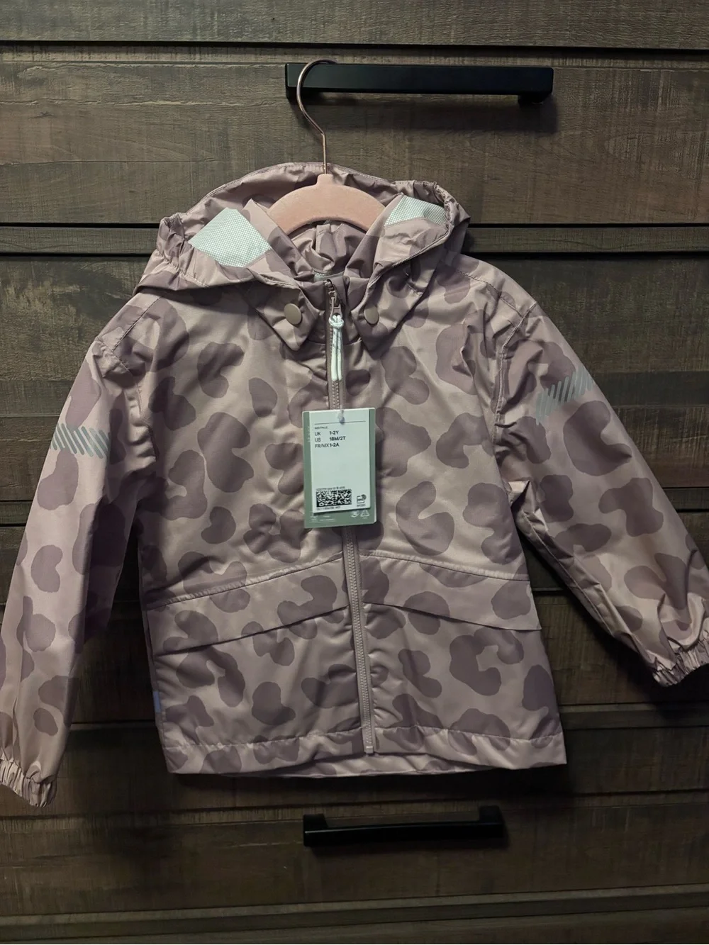 H&M Mauve Heart-Print Hooded Raincoat